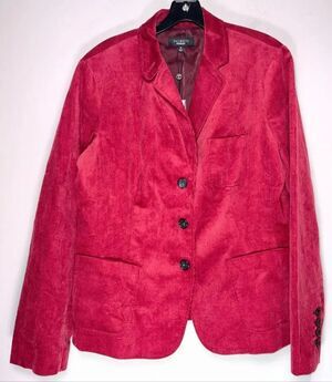Talbots red corduroy blazer jacket size 16
